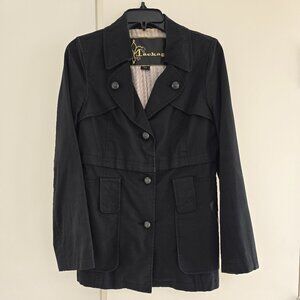 Mackage Black Cotton Blend Short Trench Coat